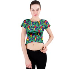 Colorful-4 1 Crew Neck Crop Top by ArtworkByPatrick