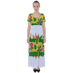 Earth Day High Waist Short Sleeve Maxi Dress by Valentinaart