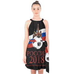 Russia Football World Cup Halter Collar Waist Tie Chiffon Dress by Valentinaart