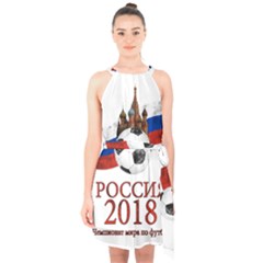 Russia Football World Cup Halter Collar Waist Tie Chiffon Dress by Valentinaart