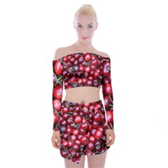 Cherries 1 Off Shoulder Top With Mini Skirt Set by trendistuff