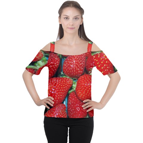 Strawberries 3 Cutout Shoulder Tee by trendistuff