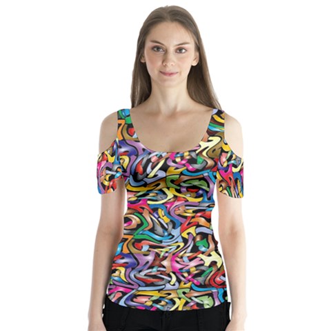 Artwork By Patrick-colorful-8 Butterfly Sleeve Cutout Tee  by ArtworkByPatrick