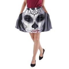 Day Of The Dead Sugar Skull A-line Pocket Skirt by StarvingArtisan