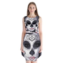 Day Of The Dead Sugar Skull Sleeveless Chiffon Dress   by StarvingArtisan