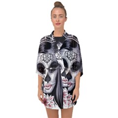 Day Of The Dead Sugar Skull Half Sleeve Chiffon Kimono by StarvingArtisan