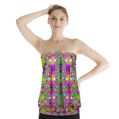 Flower Wall With Wonderful Colors And Bloom Strapless Top by pepitasart