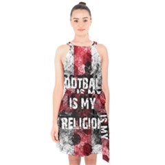 Football Is My Religion Halter Collar Waist Tie Chiffon Dress by Valentinaart