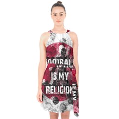 Football Is My Religion Halter Collar Waist Tie Chiffon Dress by Valentinaart