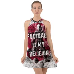 Football Is My Religion Halter Tie Back Chiffon Dress by Valentinaart