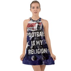 Football Is My Religion Halter Tie Back Chiffon Dress by Valentinaart