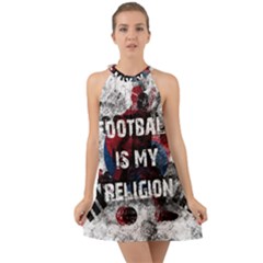 Football Is My Religion Halter Tie Back Chiffon Dress by Valentinaart