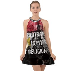 Football Is My Religion Halter Tie Back Chiffon Dress by Valentinaart