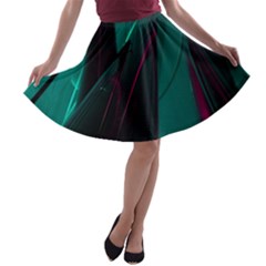 Abstract Green Purple A-line Skater Skirt by Sapixe