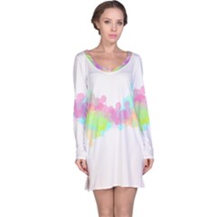 Abstract Color Pattern Colorful Long Sleeve Nightdress by Sapixe