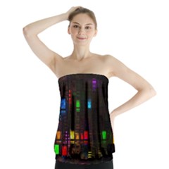 Abstract 3d Cg Digital Art Colors Cubes Square Shapes Pattern Dark Strapless Top by Sapixe