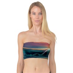 Art Sunset Beach Sea Waves Bandeau Top by Sapixe