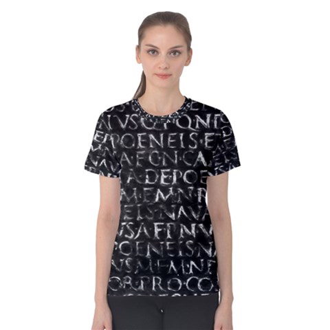 Antique Roman Typographic Pattern Women s Cotton Tee by dflcprints