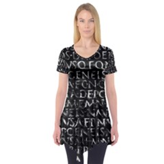 Antique Roman Typographic Pattern Short Sleeve Tunic  by dflcprints