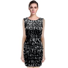 Antique Roman Typographic Pattern Sleeveless Velvet Midi Dress by dflcprints