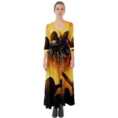 Celebration Night Sky With Fireworks In Various Colors Button Up Boho Maxi Dress by Sapixe