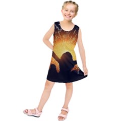 Celebration Night Sky With Fireworks In Various Colors Kids  Tunic Dress by Sapixe