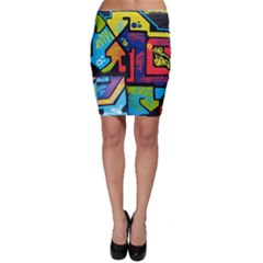 Urban Graffiti Movie Theme Productor Colorful Abstract Arrows Bodycon Skirt by genx