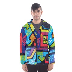 Urban Graffiti Movie Theme Productor Colorful Abstract Arrows Hooded Wind Breaker (men) by genx