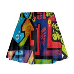 Urban Graffiti Movie Theme Productor Colorful Abstract Arrows Mini Flare Skirt by genx