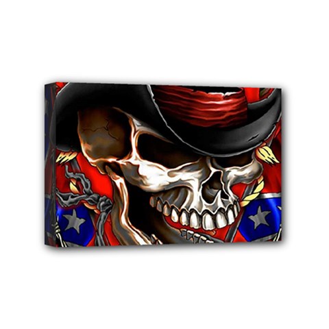 Confederate Flag Usa America United States Csa Civil War Rebel Dixie Military Poster Skull Mini Canvas 6  X 4  by Sapixe