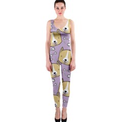 Dog Pattern One Piece Catsuit by Sapixe