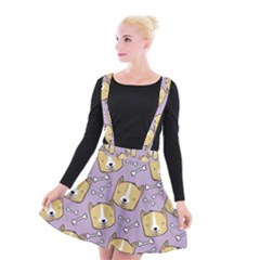 Dog Pattern Suspender Skater Skirt by Sapixe