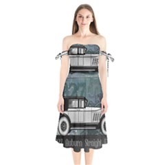 Vintage Car Automobile Auburn Shoulder Tie Bardot Midi Dress by Nexatart