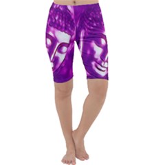 Purple Buddha Art Portrait Cropped Leggings  by yoursparklingshop