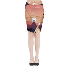 Design Art Hill Hut Landscape Midi Wrap Pencil Skirt by Nexatart