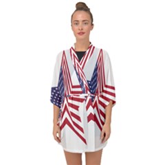 A Star With An American Flag Pattern Half Sleeve Chiffon Kimono by Nexatart