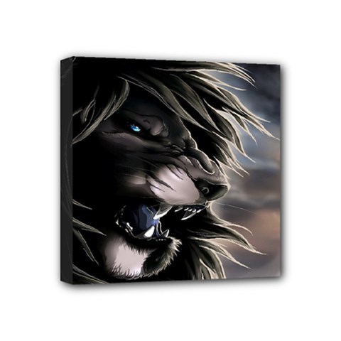 Angry Lion Digital Art Hd Mini Canvas 4  X 4  by Nexatart