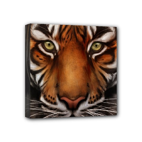 The Tiger Face Mini Canvas 4  X 4  by Nexatart