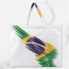 Flag Of Brazil Zipper Large Tote Bag by Sapixe