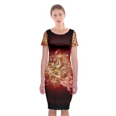 Wonderful Tiger With Flowers And Grunge Classic Short Sleeve Midi Dress by FantasyWorld7