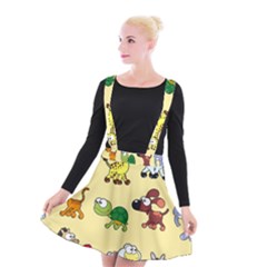 Group Of Animals Graphic Suspender Skater Skirt by Sapixe