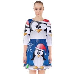 Happy Holidays Christmas Card With Penguin Smock Dress by Sapixe