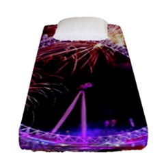 Happy New Year Clock Time Fireworks Pictures Fitted Sheet (single Size) by Sapixe