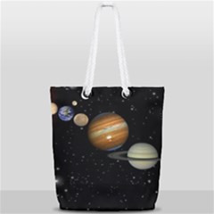 Outer Space Planets Solar System Full Print Rope Handle Tote (small) by Sapixe