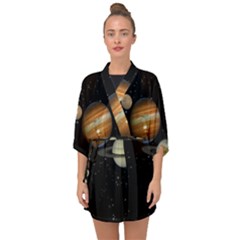 Outer Space Planets Solar System Half Sleeve Chiffon Kimono by Sapixe