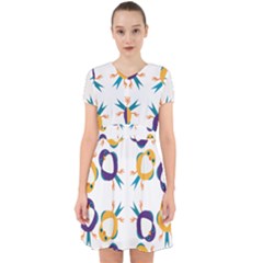 Pattern Circular Birds Adorable In Chiffon Dress by Sapixe