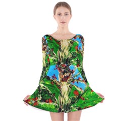 Coral Tree 2 Long Sleeve Velvet Skater Dress by bestdesignintheworld