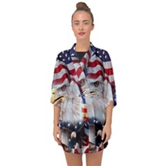 United States Of America Images Independence Day Half Sleeve Chiffon Kimono by Sapixe