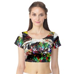 Dscf2599 - Moon In Carribean Short Sleeve Crop Top by bestdesignintheworld