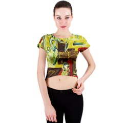 Dscf1482 - Ancient Geomenty Crew Neck Crop Top by bestdesignintheworld